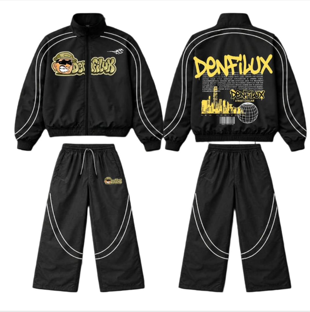 DENFILUX black streetwear tracksuit