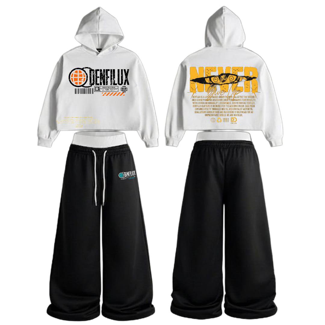 DENFILUX white and black hoodie set