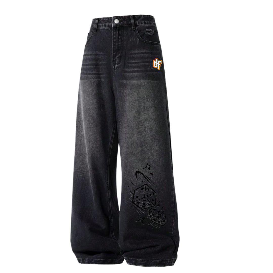 DENFILUX black wide leg jeans