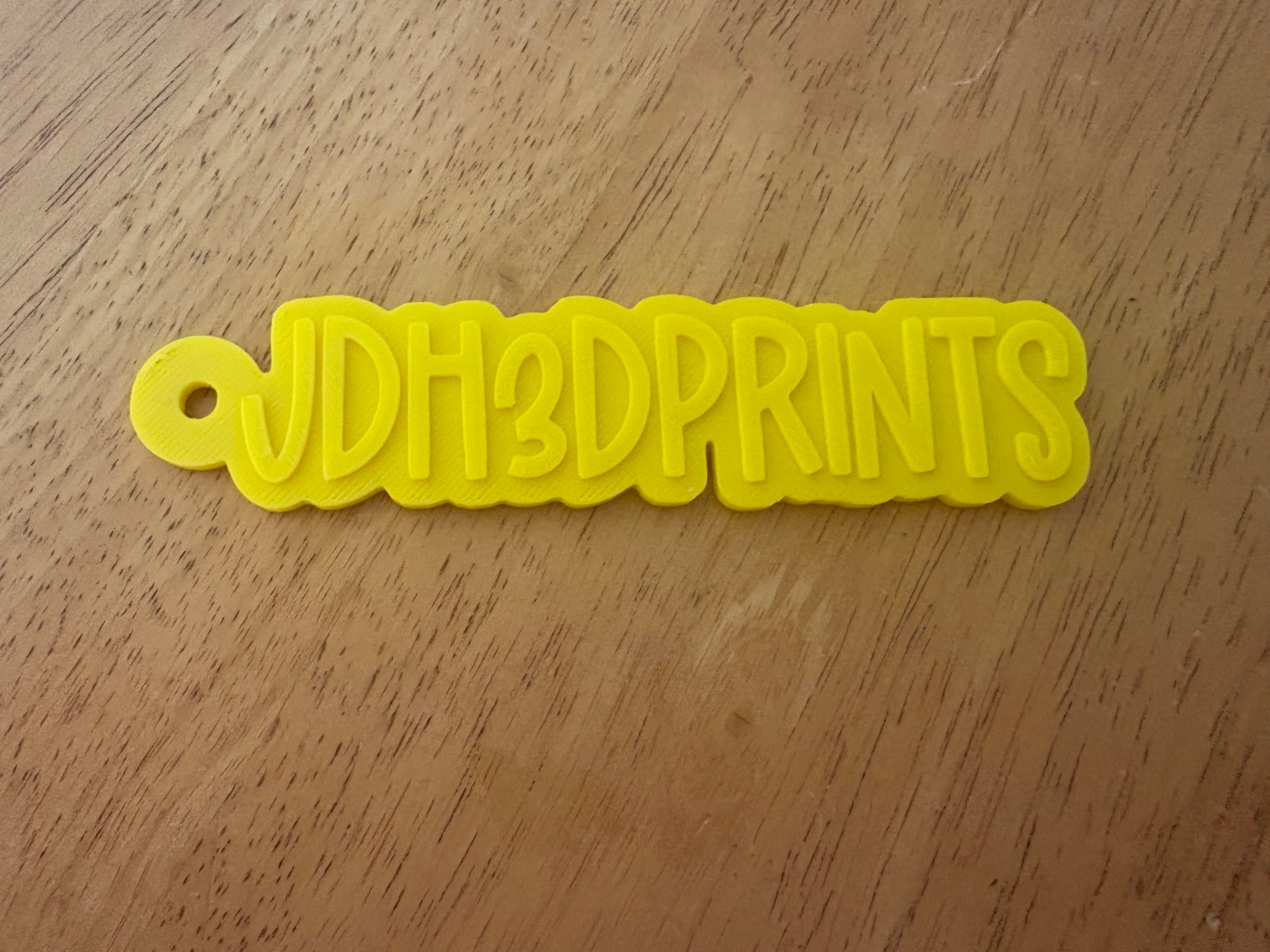 Yellow custom jdh3dprints keychain