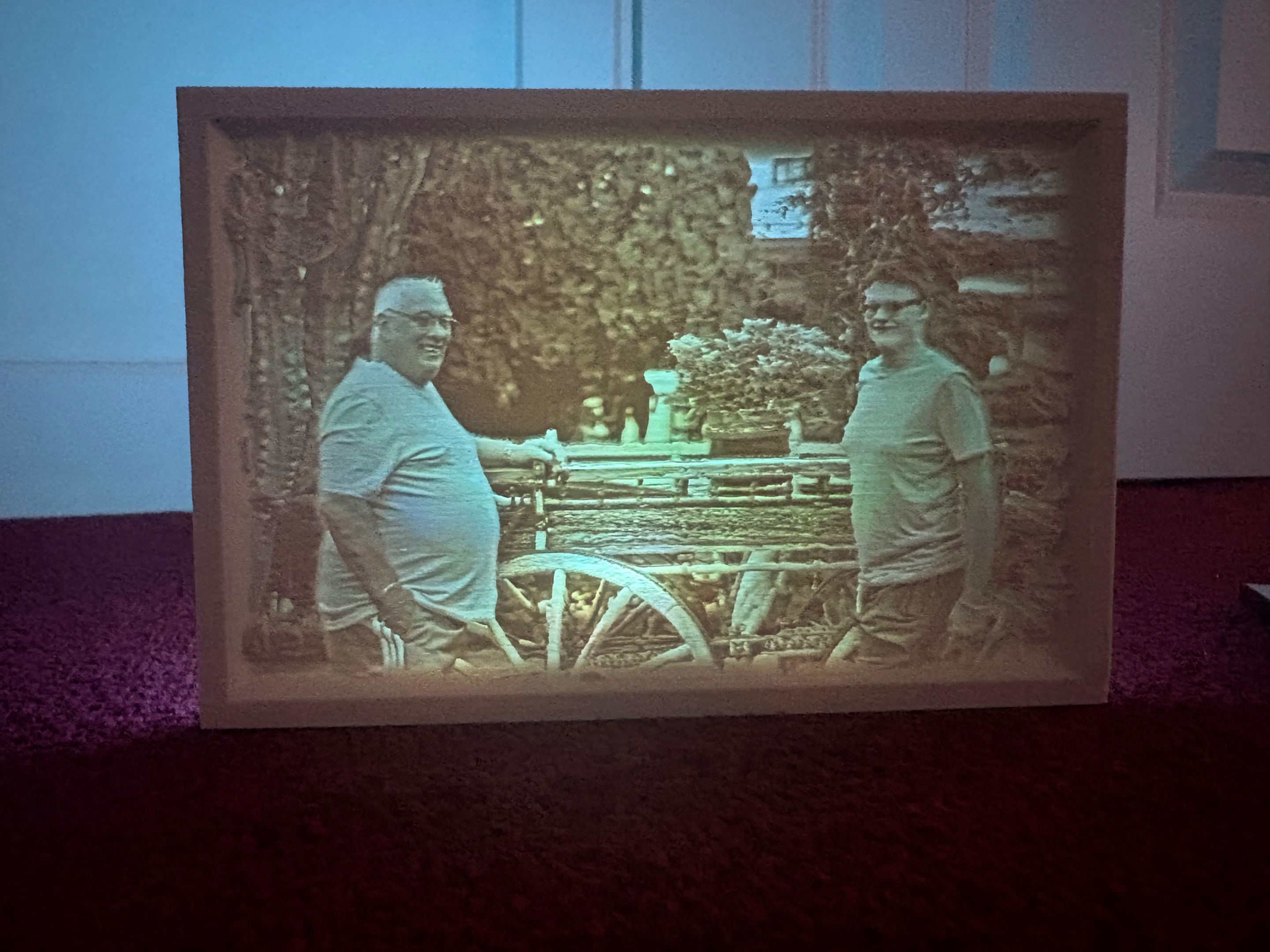 Custom photo lithophane illuminated from behind